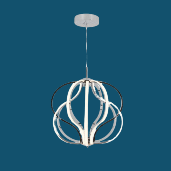 Meridian 30-Watt 1 Light Chrome Modern Integrated LED Pendant Light Fixture for Dining Room or Kitchen - Image 2